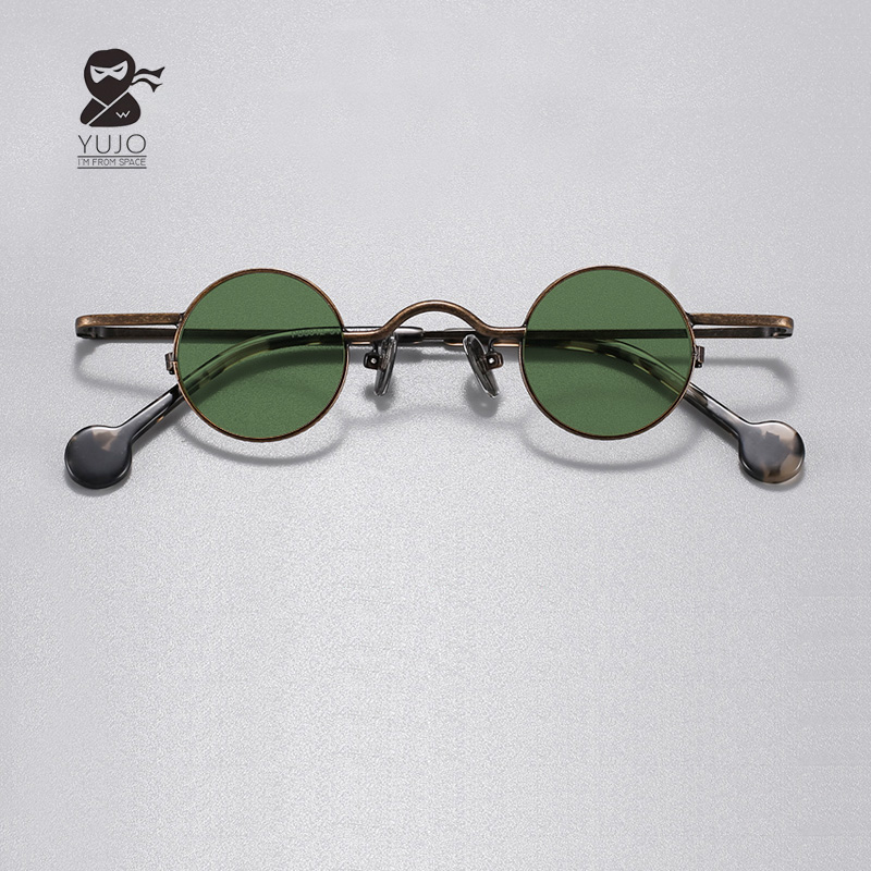 Outdoor Lighting Bronze - Vintage ultrakleine runde Metall-UV400-Sonnenbrille mit polarisiertem