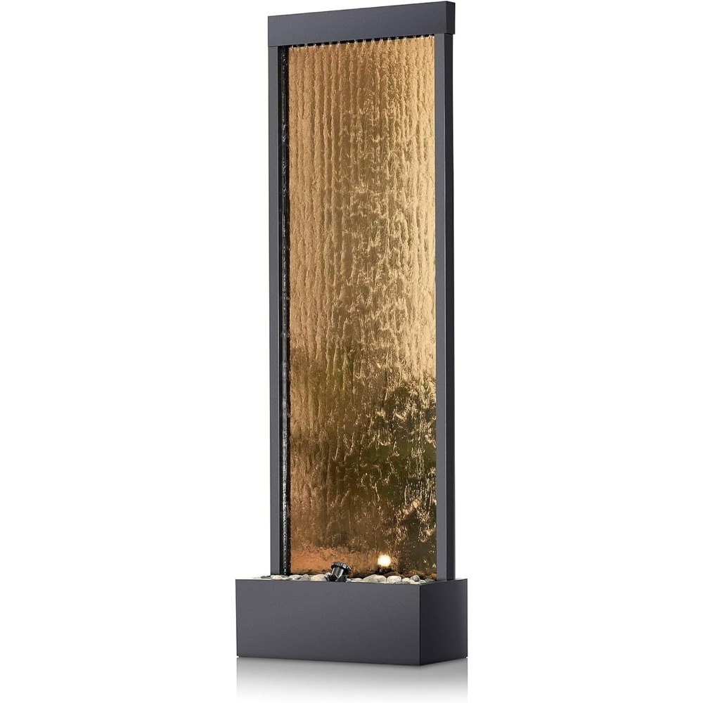 Outdoor Lighting Bronze - Hoher Innen- und Außen-Spiegel-Wasserfall-Bodenbrunnen mit LED-Beleuchtung