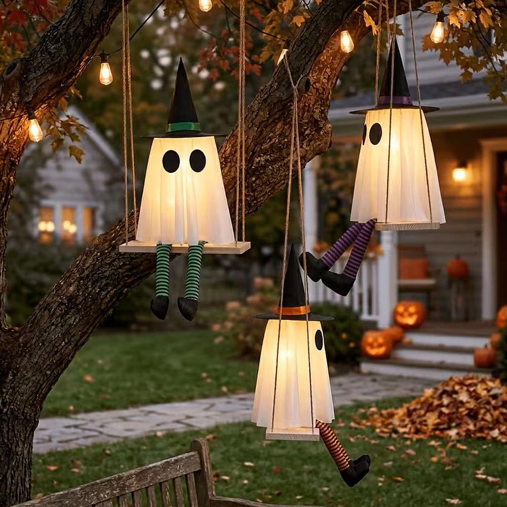 Outdoor Lighting Ideas For Party - Halloween-Geisterlichter-Dekorationsset, LED-geisterhafte, leuchtende Außendekoration für den