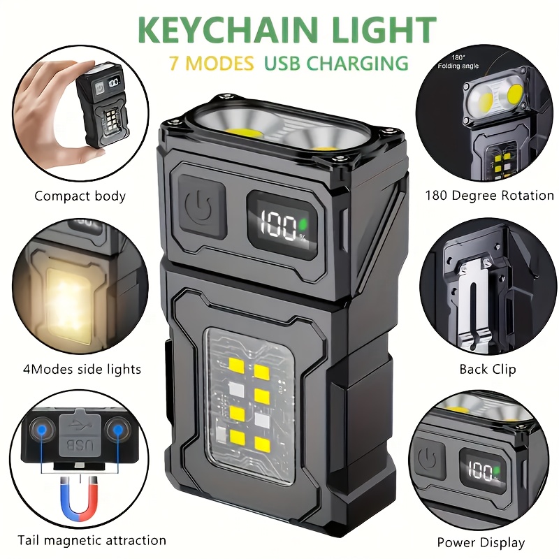 Outdoor Lighting Fixtures - Mini wiederaufladbare LED-Taschenlampe, tragbare seitliche COB-Taschenlampe