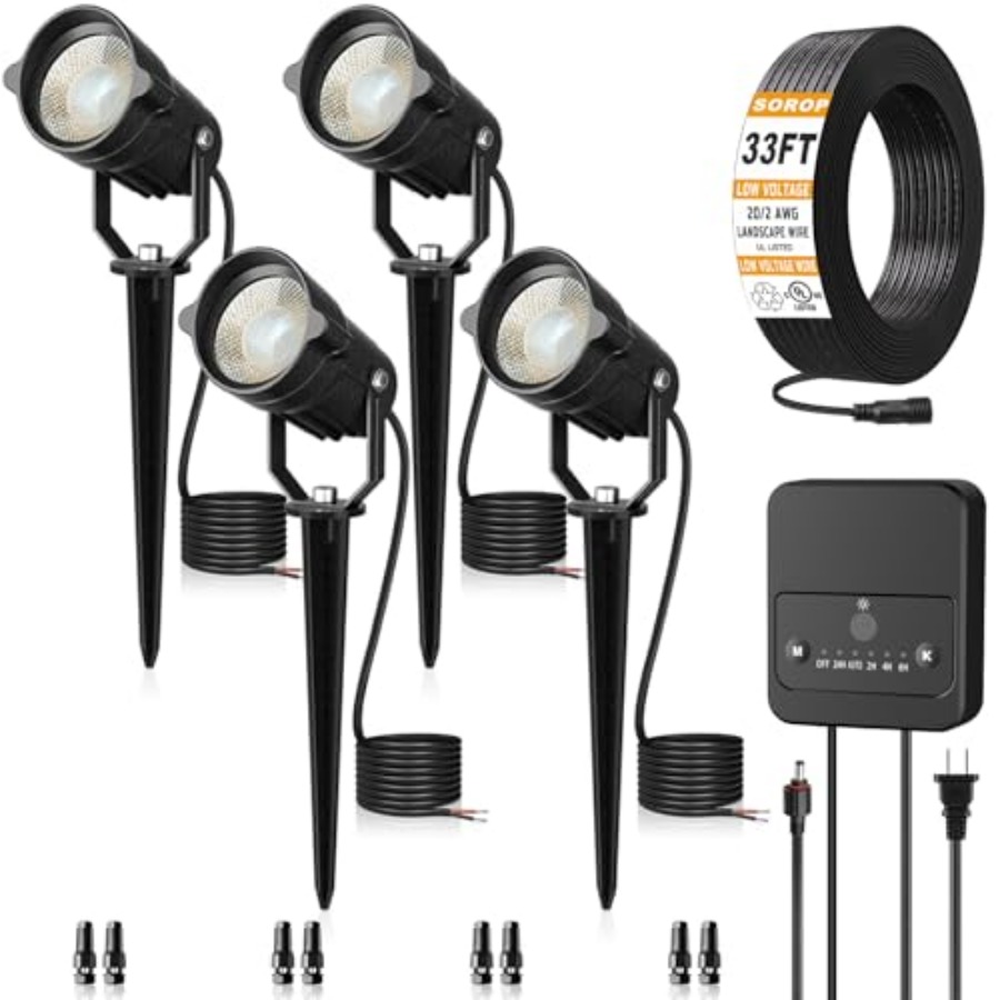Outdoor Lighting Kits Low Voltage - Landschaftsbeleuchtungs-Set Niederspannungs-Gartenleuchten mit Dämmerungssensor 33 Fuß