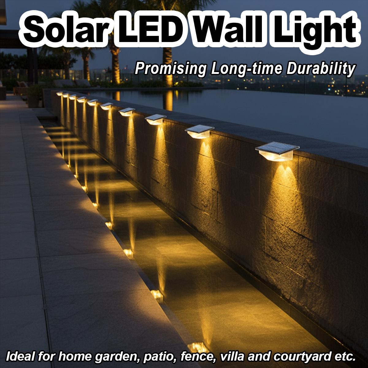 Outdoor Yard Lighting Fixtures - 4 Stück Solar-Zaunleuchten mit Dämmerungssensor, Außenwandleuchte,