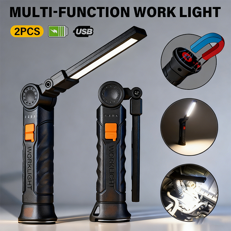 Outdoor Lighting Fixtures - Tragbare COB-LED-Taschenlampe, USB wiederaufladbar, Arbeitsleuchte, magnetische