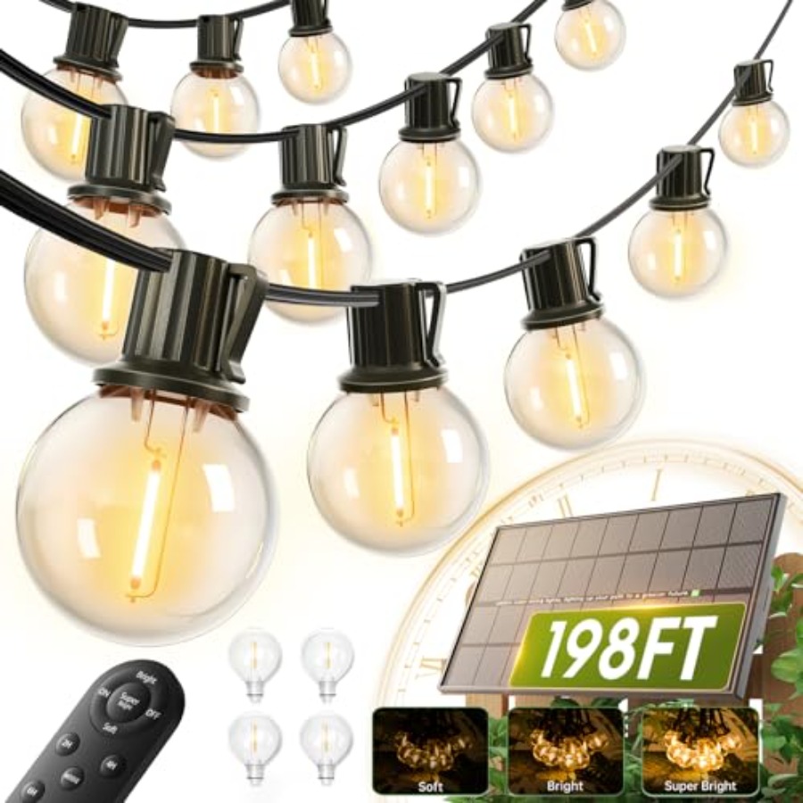 Outdoor Lighting Install - 198 Fuß lange Solar-Lichterkette für den
