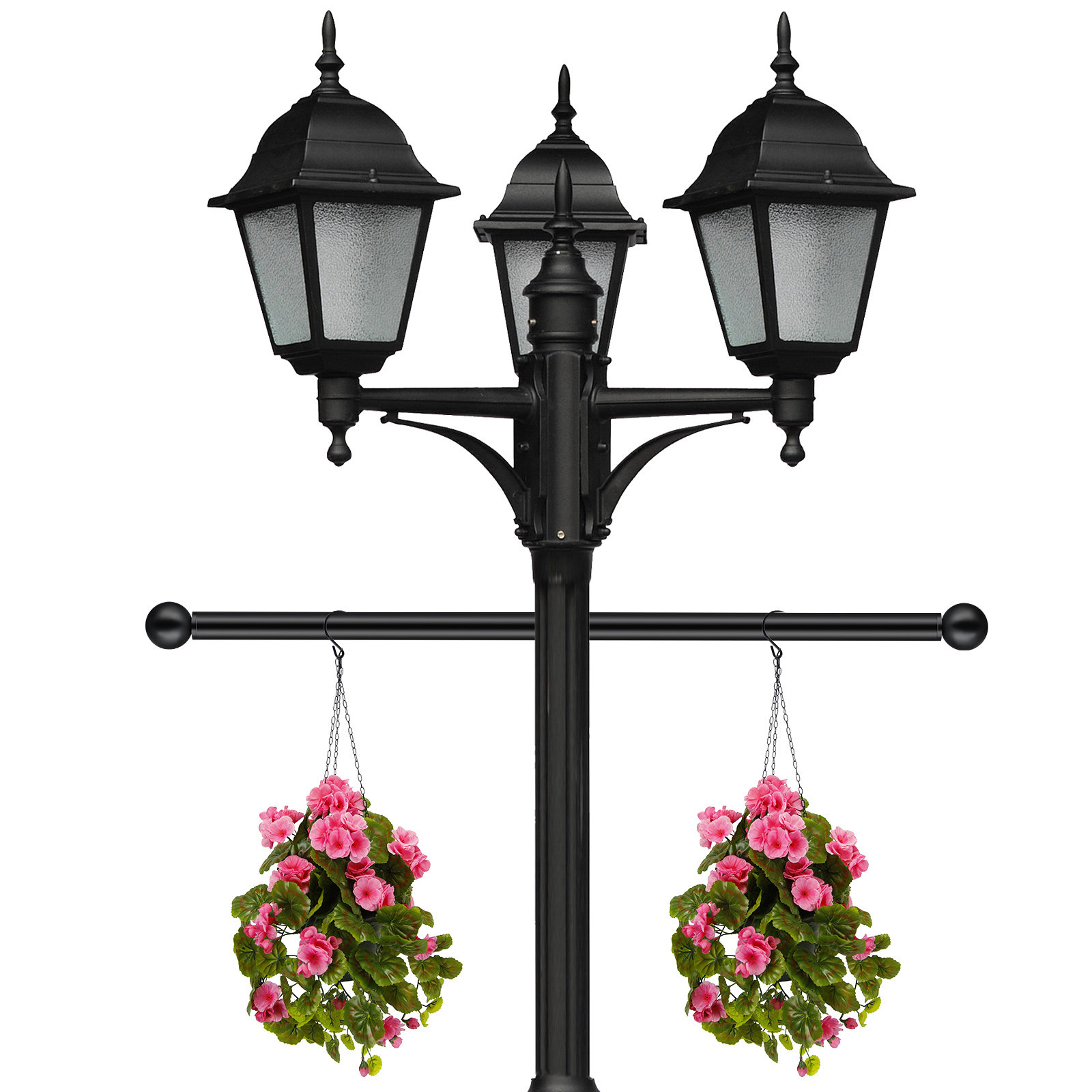 Outdoor Lighting Pole - Outdoor-Laternenpfahl-Kreuzarm-Leiterhalterung, Schwarz, Metall, 56 cm, Verstellbarer