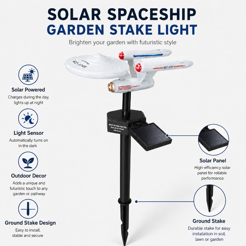 Landscape Spike Light - Star Trek USS Enterprise Solar-Gartenleuchte mit