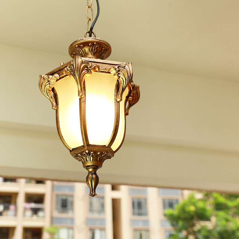 Outdoor Lighting Bronze - Europäische Outdoor-Veranda-Pendelleuchten, Vintage-Bronze, hängende Laternen für