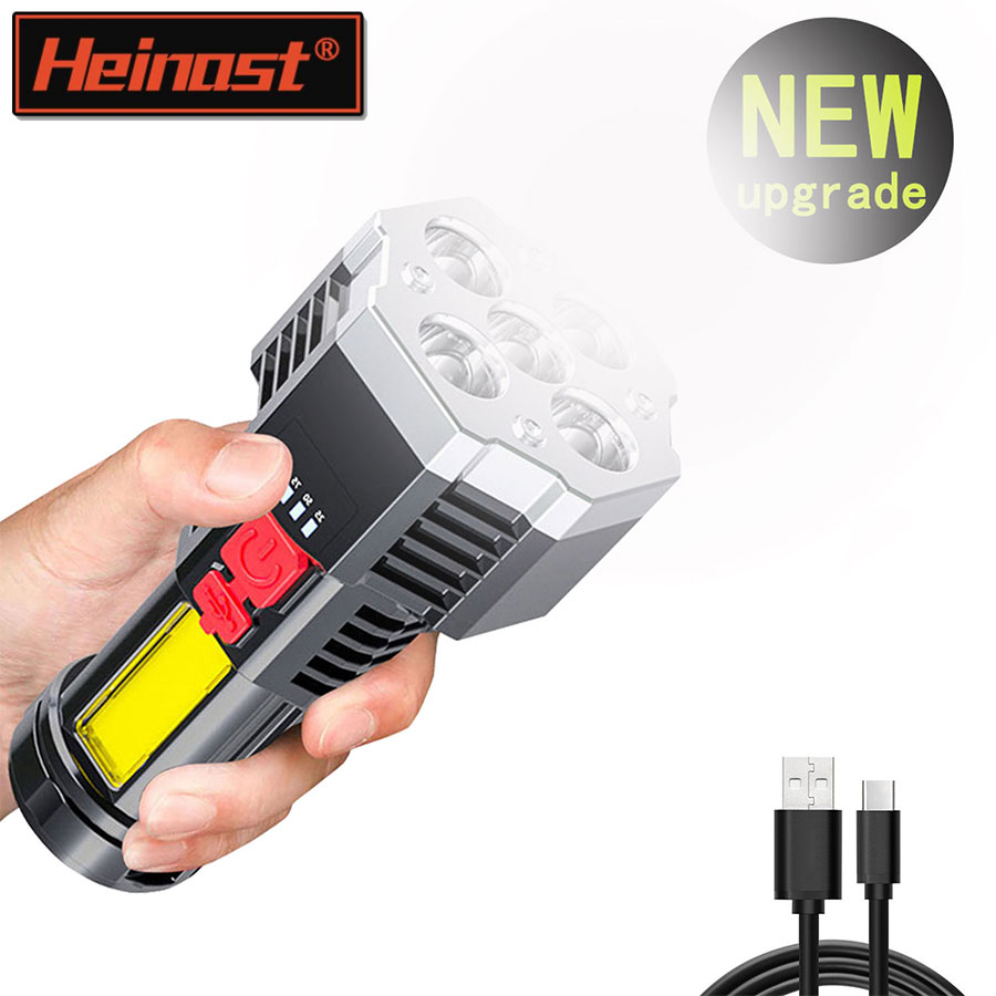 Outdoor Lighting Spotlight - 5 LED-Hochleistungs-LED-Taschenlampen, wiederaufladbarer Camping-Scheinwerfer mit Seitenlicht,