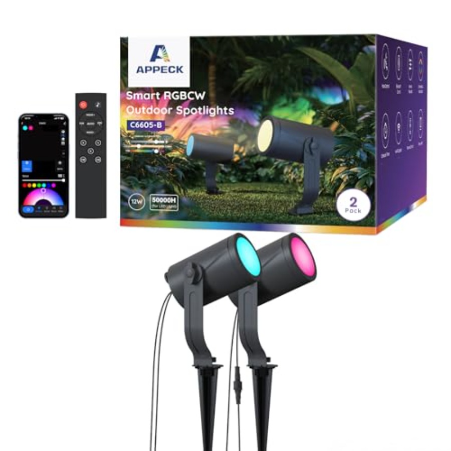 Outdoor Lighting Kits Low Voltage - Außenstrahler 600lm, Intelligentes Landschaftsbeleuchtungs-Set, RGBCW Farbwechselnde