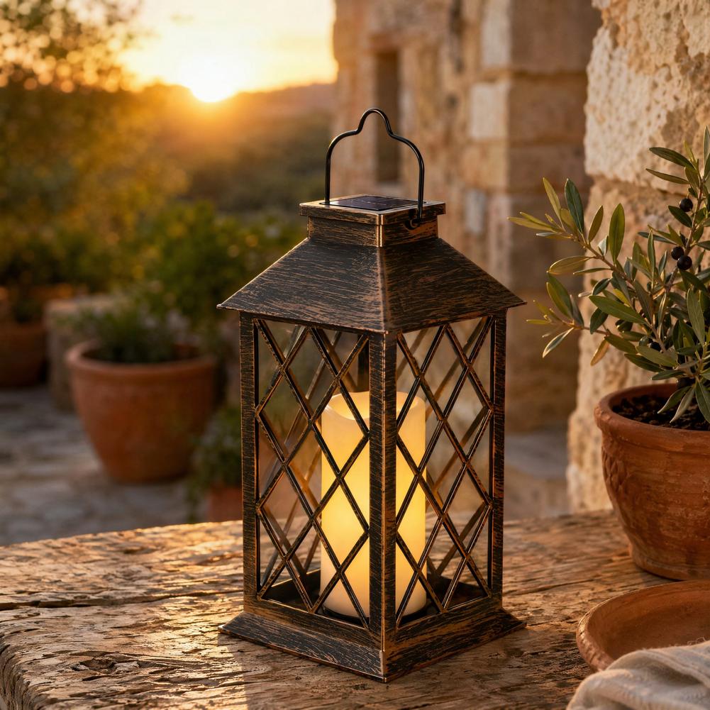 Outdoor Lighting And Decor - Retro-Solarlaterne, Solar-Kerzenlaterne für den Außenbereich, wasserdichte