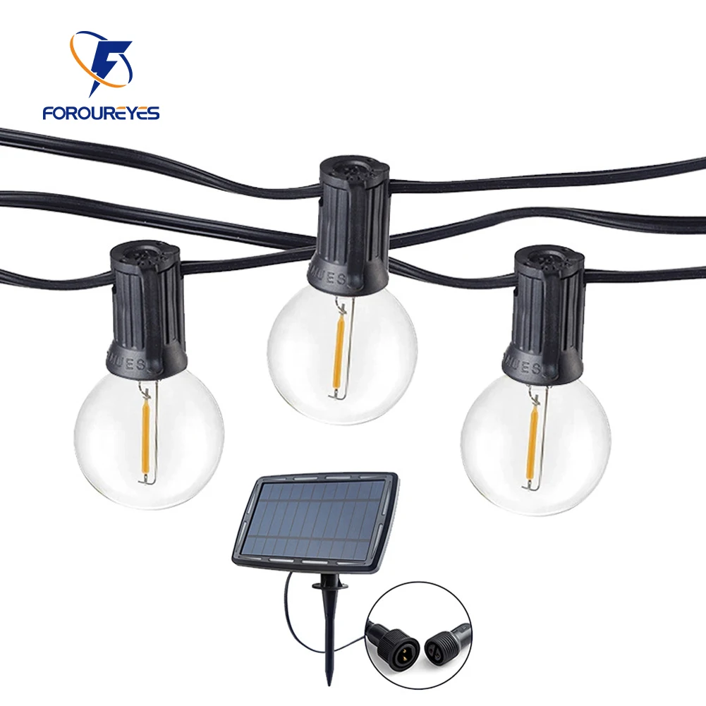Outdoor Lighting Ideas For Party - 100/50/25ft Solar-LED-Lichterketten aufladbare Outdoor-G40 Kunststoff-Lampe LED