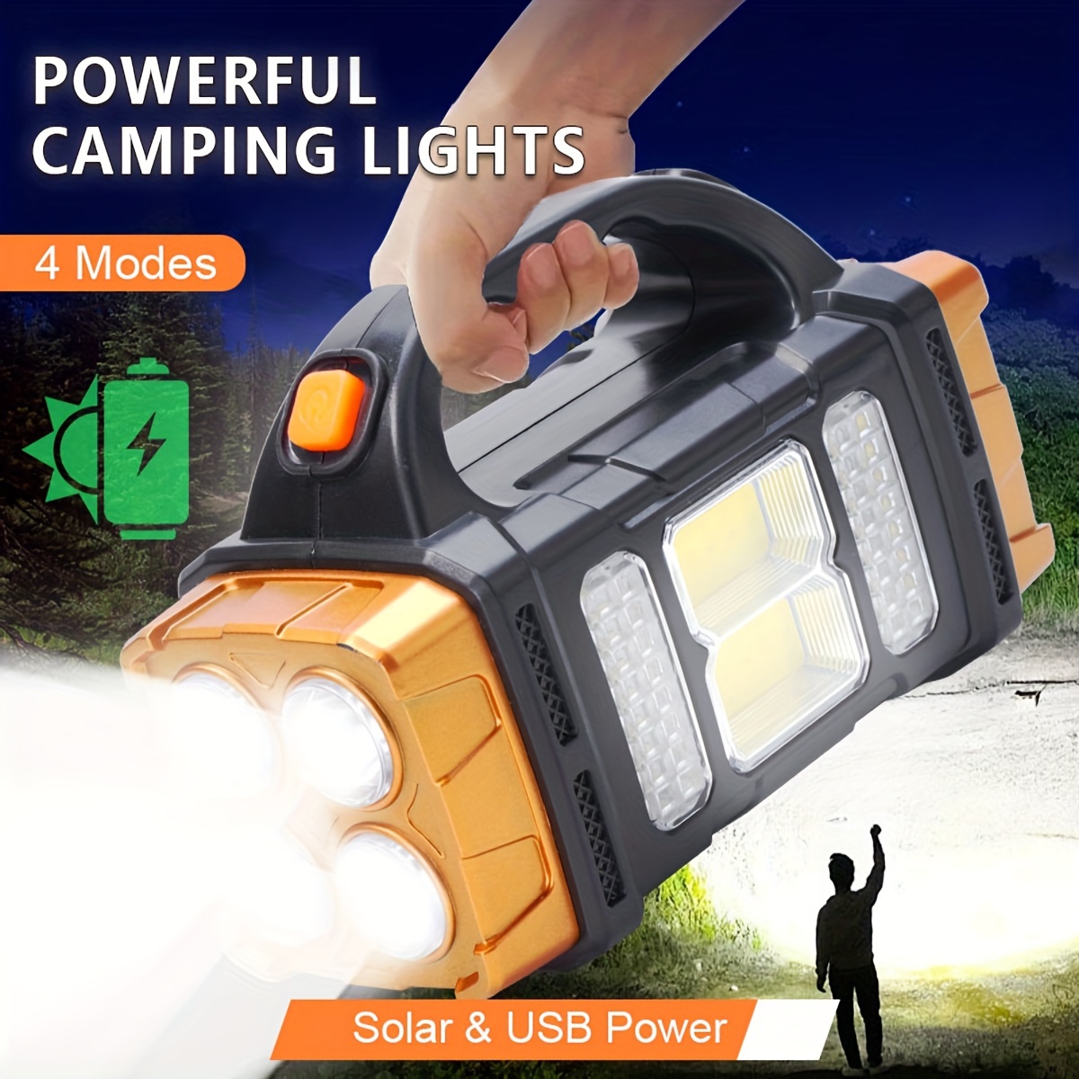 Outdoor Lighting Solar Panel - Neue verbesserte wiederaufladbare Hochleistungs-Solar-LED-Taschenlampe mit Powerbank,