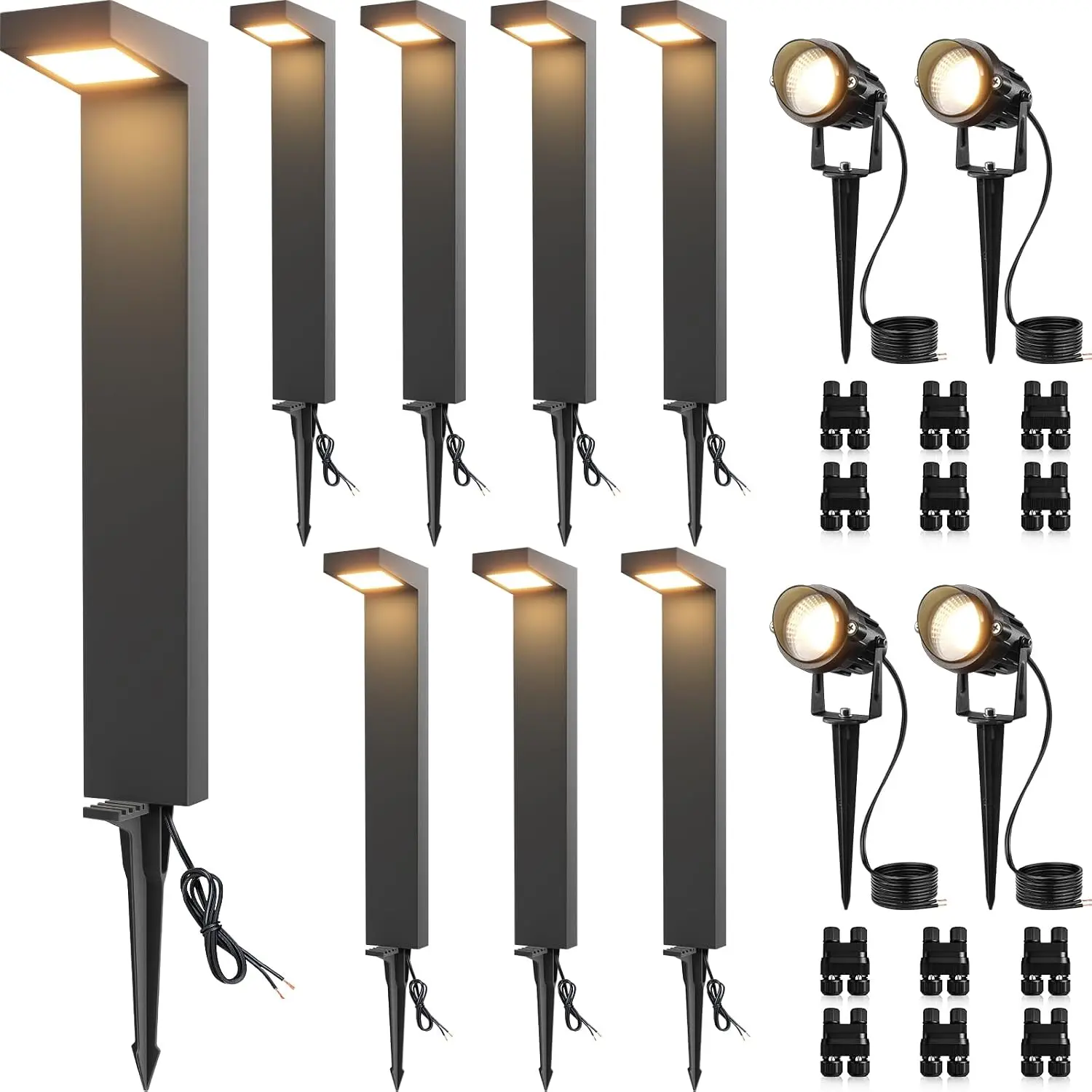 Outdoor Lighting Kits Low Voltage - LED-Niedervolt-Landschaftsbeleuchtungsset, wasserdichte Niedervolt-Wegeleuchten für den Außenbereich,