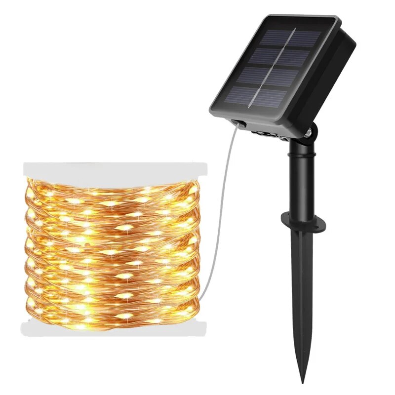 Outdoor Lighting No Wiring - 100 LED Solar Fee wasserdichte Kupferdraht
