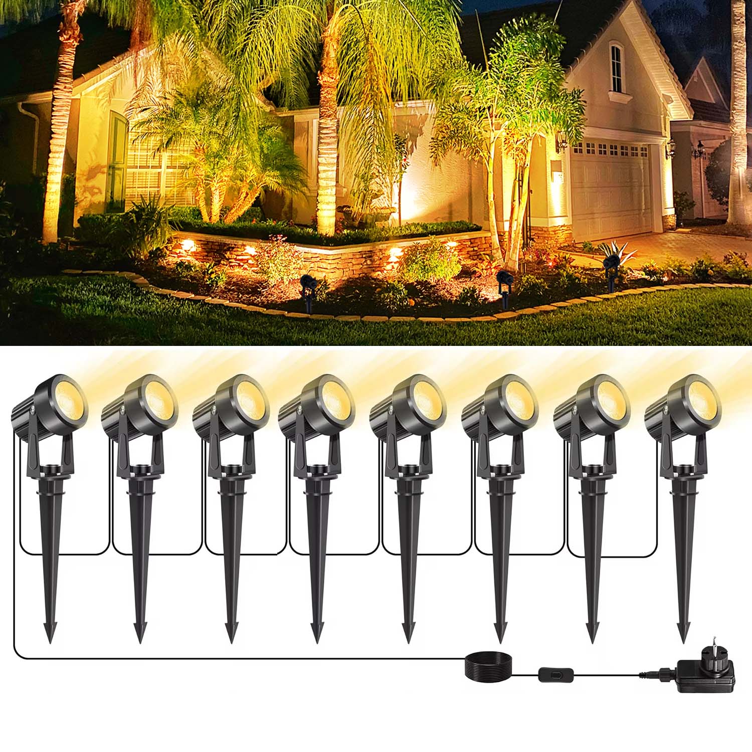 Outdoor Lighting Uk - 4/6/8LEDS 3000K Außenstrahler Landschaft IP65 Niederspannung