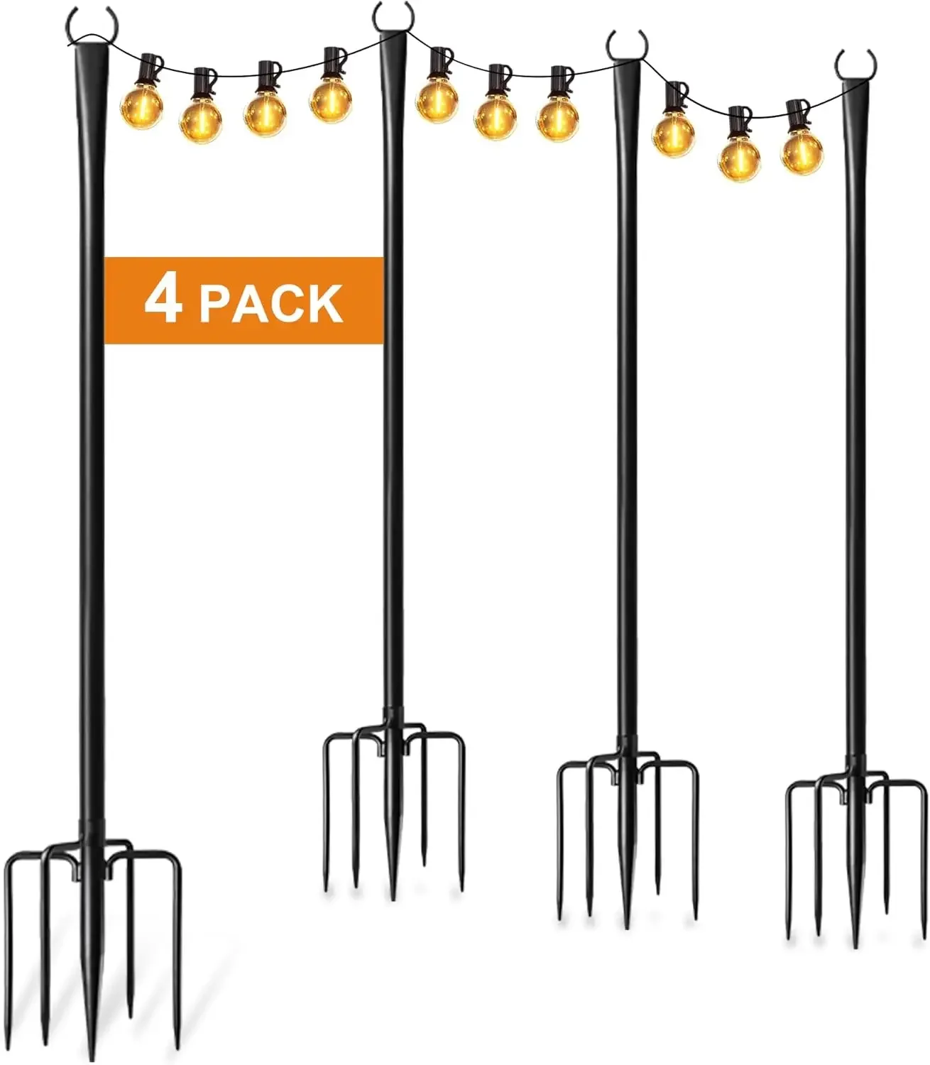 Outdoor Lighting Pole - 4er-Pack Lichterkettenstangen für den Außenbereich, Verstärkte