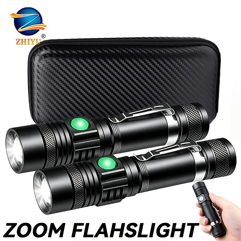 Outdoor Lighting Fixtures - T6 LED Wiederaufladbare Taschenlampe, 18650 Zoombare