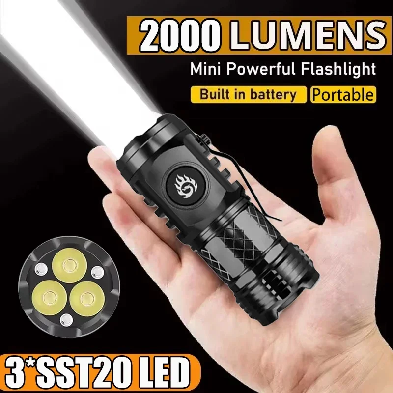 Outdoor Lighting Ideas For Party - Hochleistungs-Taktische Taschenlampe 3LED Mini-Schlüsselanhänger-Fackel USB-Aufladbar Wasserdichte