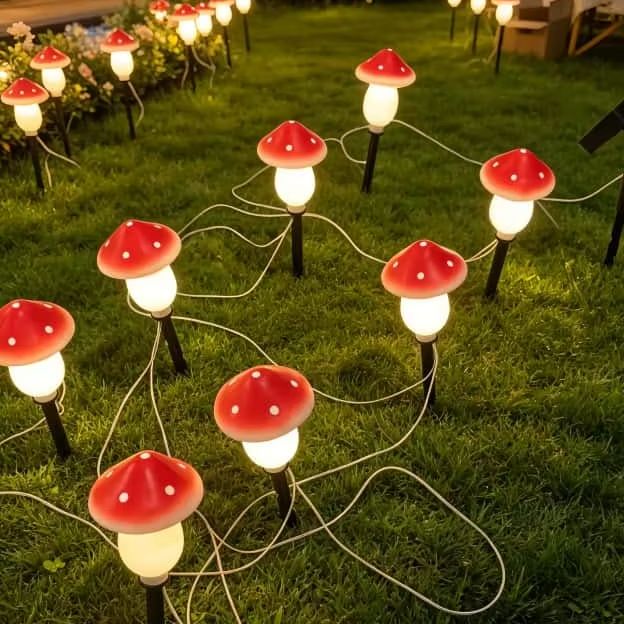 Outdoor Lighting Halloween - Solar-Pilz-Lichterkette Wasserdichte Außenbeleuchtung für Garten Rasen
