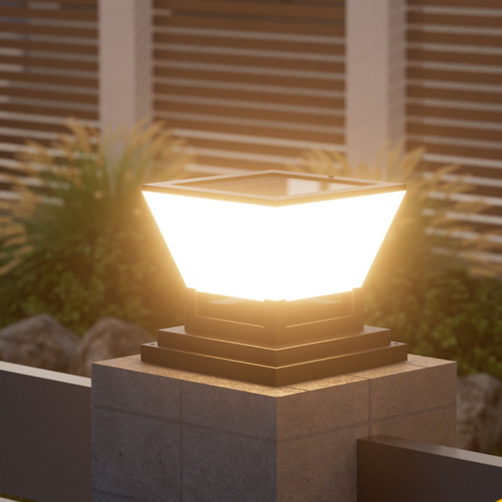 Outdoor Lighting Install - Solar-Pfostenleuchte, wasserabweisend, Solar-Zaunleuchte, Zaunkappen-Laterne, wasserdichte Außenbeleuchtung,