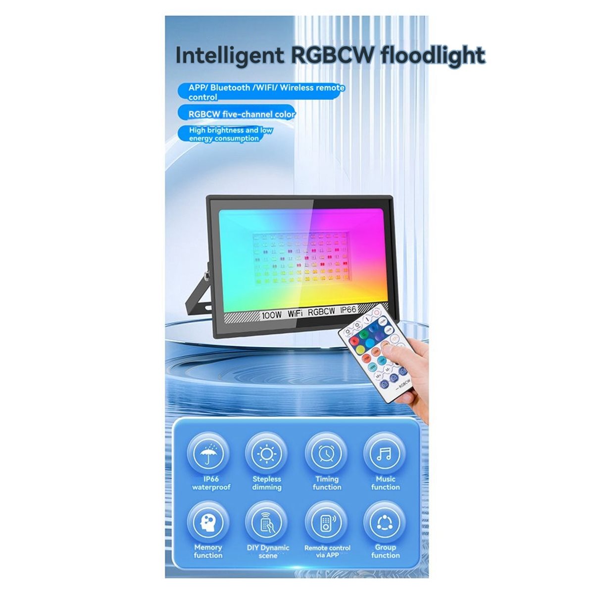 Nices 100W RGBCW LED-Flutlicht – Outdoor Lighting Uk Bewertung und Preis