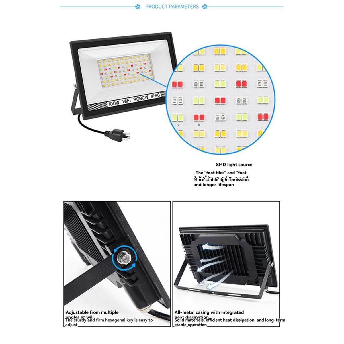 Nices 100W RGBCW LED-Flutlicht – Outdoor Lighting Uk Bewertung und Preis