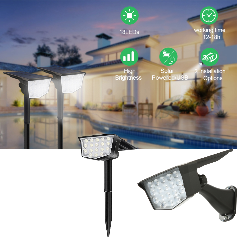 2 Stück Solar-Außenstrahler 70 – Outdoor Lighting Spotlight Bewertung und Preis