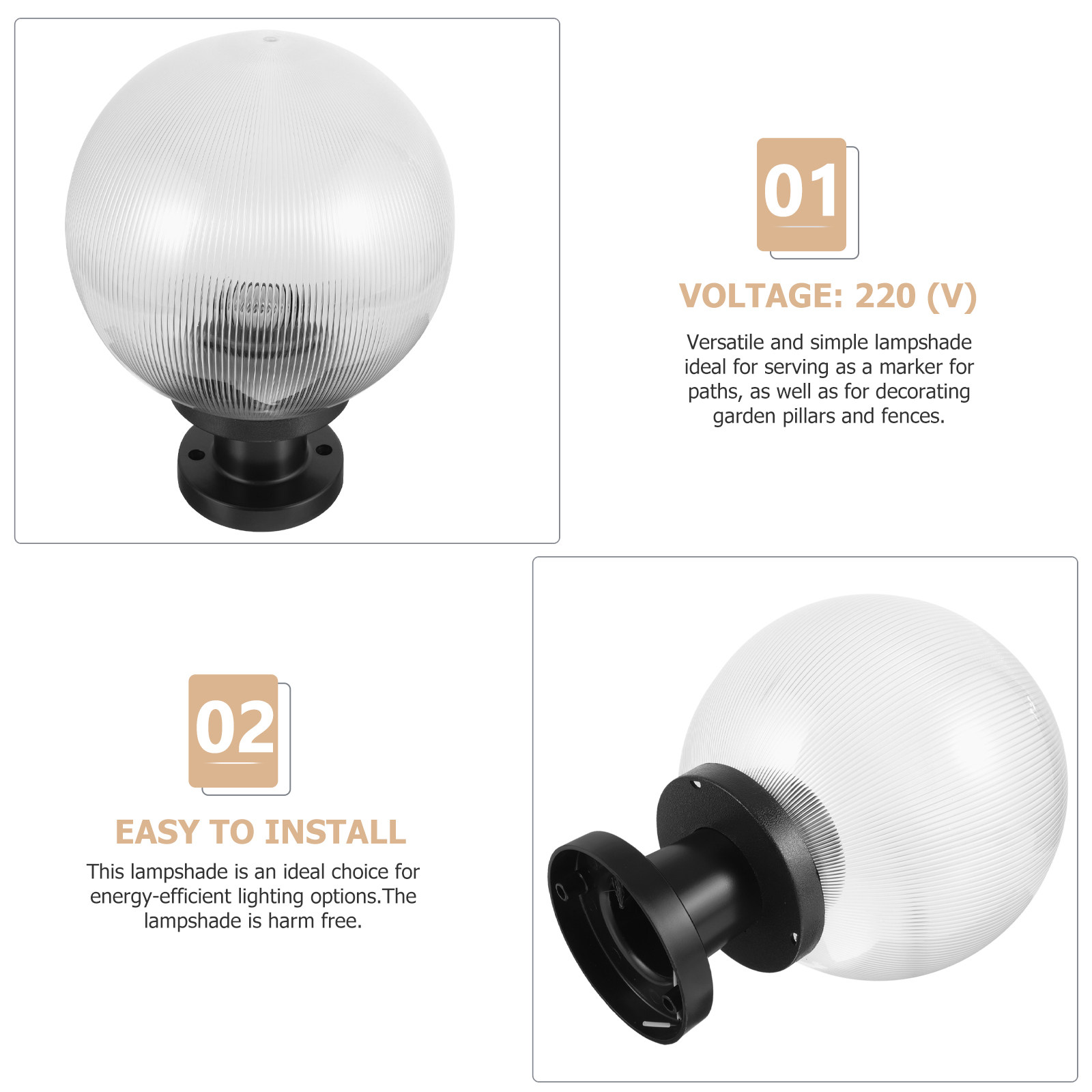 1 Set Globus-Lampenschirm aus  – Outdoor Yard Lighting Fixtures Bewertung und Preis